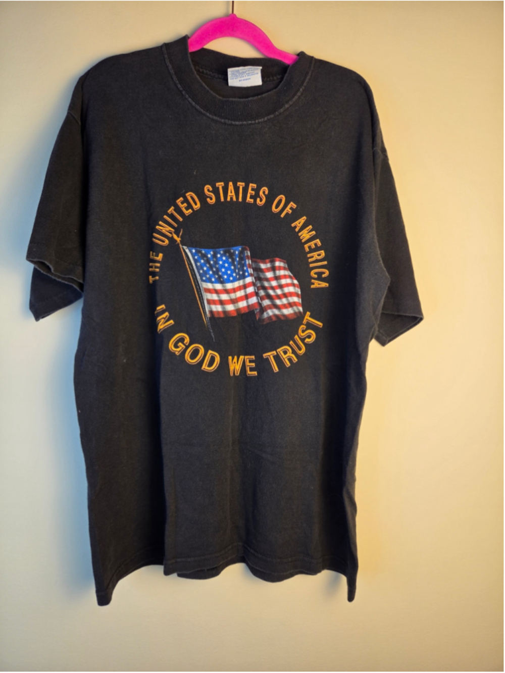 Men's All Sport Graphic Tee Shirt Size M Black Orange In God We Trust